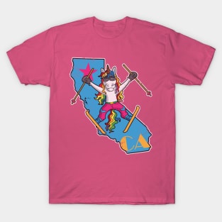 California Ski Skiing Unicorn Retro Cute T-Shirt